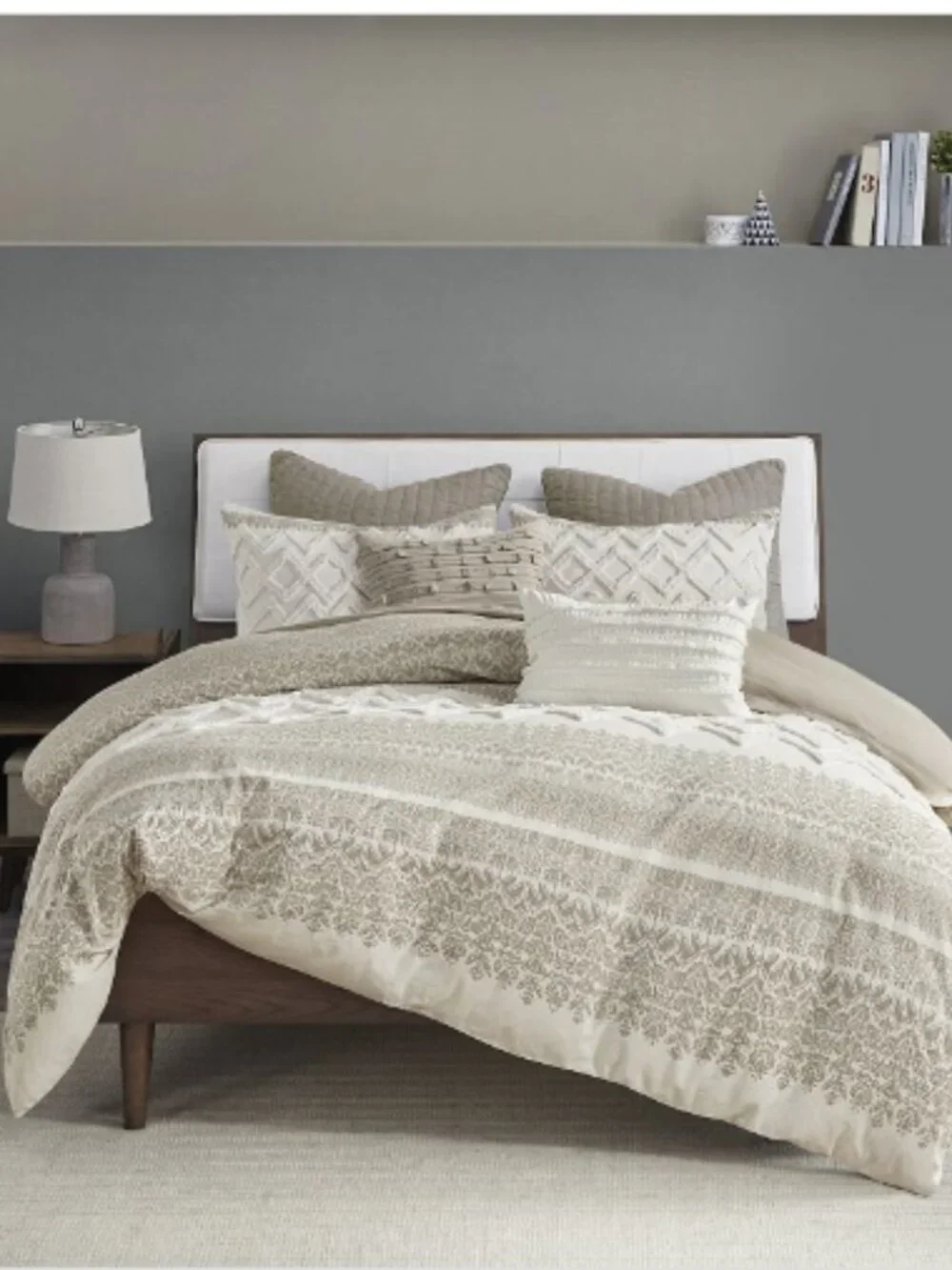 Mila 3-Piece Taupe Cotton Full/Queen Duvet Cover Set
